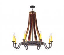  132914 - 44"W Barrel Stave Madera 8 LT Chandelier