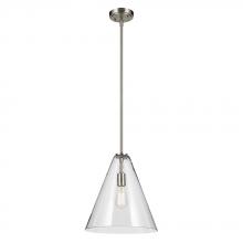  42200NI - Everly 15.5" 1-Light Cone Pendant with Clear Glass in Brushed Nickel