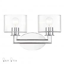  17912-05 - 2 Light Polished Chrome Vanity Sconce with Mouth Blown Clear Glass