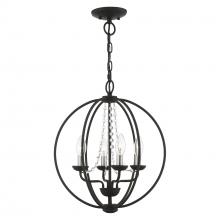  40914-04 - 4 Light Black with Brushed Nickel Finish Candles Globe Convertible Chandelier/ Semi-Flush