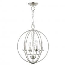  40914-91 - 4 Light Brushed Nickel Globe Convertible Chandelier/ Semi-Flush