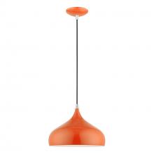  41172-77 - 1 Light Shiny Orange with Polished Chrome Accents Pendant