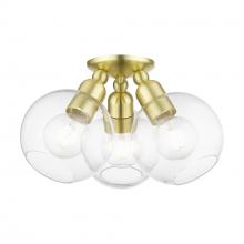  48978-12 - 3 Light Satin Brass Sphere Semi-Flush