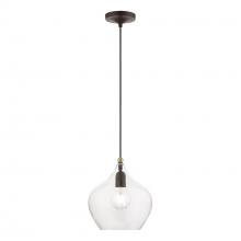  49093-07 - 1 Light Bronze with Antique Brass Accent Pendant