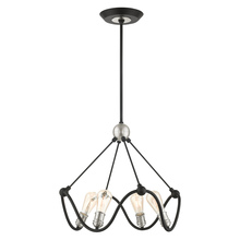  49733-14 - 4 Lt Textured Black with Brushed Nickel Accents Chandelier