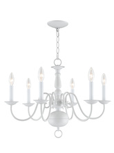  5006-03 - 6 Light White Chandelier