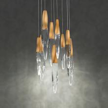  BPD13209-PN - Kindjal 9 Light LED 3000K/3500K/4000K 120V-277V Multi-Light Pendant in Polished Nickel with Clear