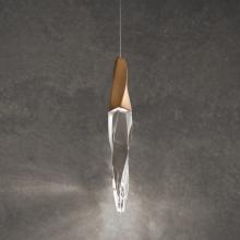  BPD13218-AB - Kindjal 1 Light LED 3000K/3500K/4000K 120V-277V Mini Pendant in Aged Brass with Clear Optic Crysta