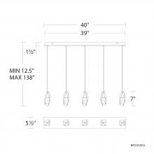  BPD20205LO-AB - Martini 5 Light 120-277V Multi-Light Pendant in Aged Brass with Optic Crystal