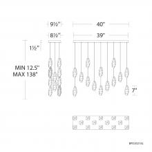  BPD20214LO-AB - Martini 14 Light 120-277V Multi-Light Pendant (Linear Canopy) in Aged Brass with Clear Optic Cryst