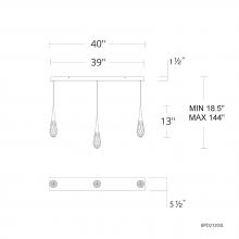  BPD21203L-AB - Hibiscus 3 Light 120-277V Multi-Light Pendant (Linear Canopy) in Aged Brass with Clear Optic Cryst