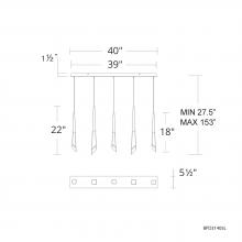  BPD31405L-AN - Solitude 5 Light 120-277V Multi-Light Pendant (Linear Canopy) in Antique Nickel with Optic Haze Qu