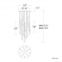  BPD31415-AB - Solitude 15 Light 120-277V Multi-Light Pendant (Round Canopy) in Aged Brass with Optic Haze Quartz