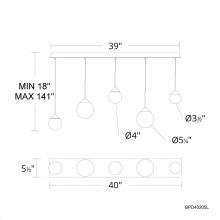  BPD40205L-BK - Quest 5 Light 120-277V Multi-Light Pendant (Linear Canopy) in Black with Optic Haze Quartz