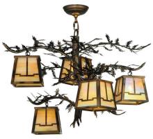  134055 - 29"W Pine Branch Valley View 5 LT Chandelier