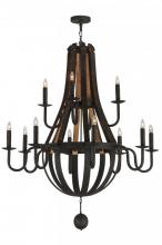 Meyda Green 143858 - 48"W Barrel Stave Madera 12 LT Two Tier Chandelier