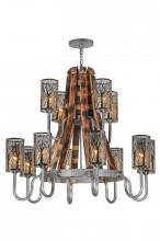  147189 - 44" Wide Barrel Stave Winter Maple 12 Light Two Tier Chandelier