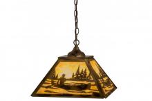 Meyda Green 164026 - 16" Square Canoe At Lake Pendant