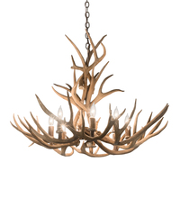  200453 - 32" Wide Antlers Mule Deer 8 Light Chandelier