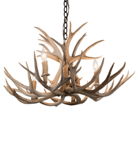  200455 - 30" Wide Antlers Mule Deer 4 Light Chandelier