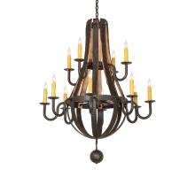 Meyda Green 247815 - 48" Wide Barrel Stave Madera 12 Light Two Tier Chandelier