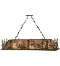  65118 - 61" Long Moose Through the Trees Oblong Pendant