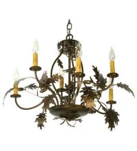  81244 - 28"W Oak Leaf & Acorn 6 LT Chandelier