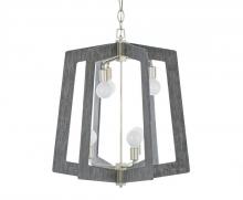  268F06SOG - Lofty 6-Lt 2-Tier Foyer Chandelier - Silverado/Gray Wood