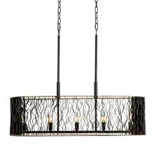 Varaluz 380N05MBFG - Estela 5-Lt Linear Pendant - Matte Black/French Gold