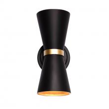  390W02MBFG - Mad Hatter 2-Lt   Sconce - Matte Black/French Gold