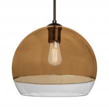  1JC-ALLY12AM-EDIL-BR - Besa, Ally 12 Cord Pendant, Amber/Clear, Bronze Finish, 1x5W LED Filament