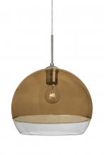  1JC-ALLY12AM-SN - Besa, Ally 12 Cord Pendant, Amber/Clear, Satin Nickel Finish, 1x60W Medium Base