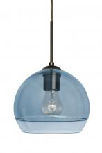  1JC-ALLY8BL-BR - Besa, Ally 8 Cord Pendant, Coral Blue/Clear, Bronze Finish, 1x60W Medium Base