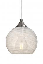  1JC-JILLYCL-EDIL-SN - Besa, Jilly Cord Pendant, Vapor Clear, Satin Nickel Finish, 1x5W LED Filament