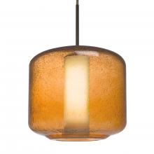  1JC-NILES10AO-LED-BR - Besa Niles 10 Pendant, Amber Bubble/Opal, Bronze Finish, 1x5W LED