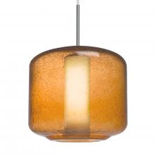  1JC-NILES10AO-LED-SN - Besa Niles 10 Pendant, Amber Bubble/Opal, Satin Nickel Finish, 1x5W LED