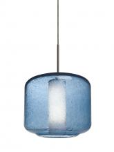  1JC-NILES10BO-LED-BR - Besa Niles 10 Pendant, Blue Bubble/Opal, Bronze Finish, 1x5W LED