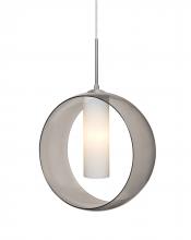  1JC-PLATOSM-LED-SN - Besa, Plato Cord Pendant, Smoke/Opal, Satin Nickel Finish, 1x5W LED