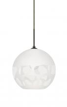  1JC-ROCKYWH-BR - Besa, Rocky Cord Pendant, White, Bronze Finish, 1x60W Medium Base