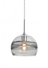  1JC-SPIR8SC-EDIL-SN - Besa Spirit 8 Pendant, Smoke/Clear, Satin Nickel Finish, 1x8W LED Filament