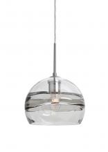  1JC-SPIR8SC-SN - Besa Spirit 8 Pendant, Smoke/Clear, Satin Nickel Finish, 1x60W Medium Base