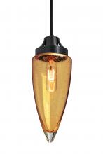  1JC-SULUAM-BK - Besa, Sulu Cord Pendant, Amber Bubble, Black Finish, 1x60W Medium Base