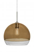  1JT-ALLY12AM-EDIL-SN - Besa, Ally 12 Cord Pendant, Amber/Clear, Satin Nickel Finish, 1x5W LED Filament