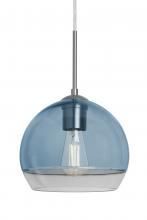  1JT-ALLY8BL-EDIL-SN - Besa, Ally 8 Cord Pendant, Coral Blue/Clear, Satin Nickel Finish, 1x5W LED Filament