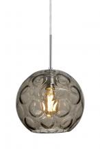  1JT-BOMYSM-EDIL-SN - Besa Bombay Cord Pendant, Smoke, Satin Nickel Finish, 1x8W LED Filament