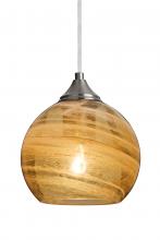  1JT-JILLYAM-SN - Besa, Jilly Cord Pendant, Vapor Amber, Satin Nickel Finish, 1x60W Medium Base