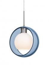  1JT-MANABL-SN - Besa Mana Pendant, Blue/Opal, Satin Nickel Finish, 1x60W Medium Base