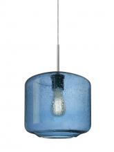  1JT-NILES10BL-EDIL-SN - Besa Niles 10 Pendant, Blue Bubble, Satin Nickel Finish, 1x4W LED Filament