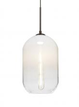  1JT-OMEGA12WH-EDIL-BR - Besa, Omega 12 Cord Pendant, White/Clear, Bronze Finish, 1x4W LED Filament