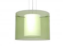  1KG-L00707-SN - Besa Pendant Pahu 16 Satin Nickel Transparent Olive/Opal 1x150W Medium Base A21